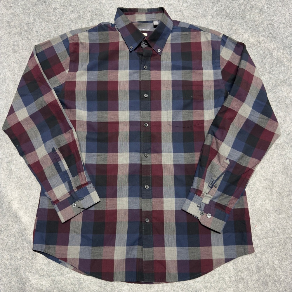 Lot of 6 Van Heusen Classic Fit Plaid Button Down Shirts Large L‎ Long Sleeve - Picture 3 of 12